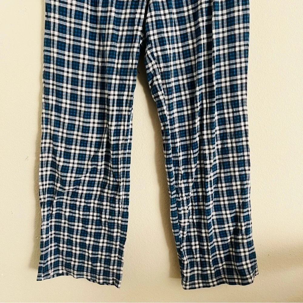 Croft & Barrow Men's Gray and Blue/White Checkered Lounge Pants Med - Set of 2